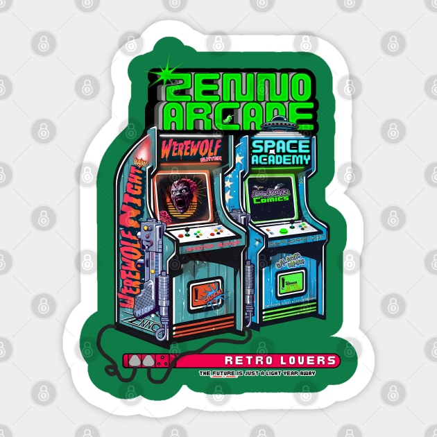 Retro Lovers "Werewolf Slayer - Space Academy" Sticker by Invad3rDiz